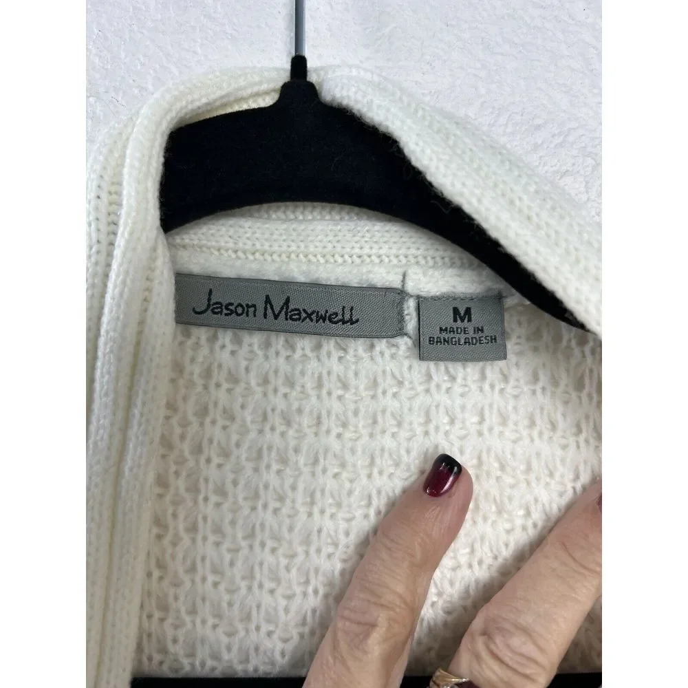 Jasson Maxwell Cardigan Duster Sweater Women M Long Jacket Open‎ Front Cream